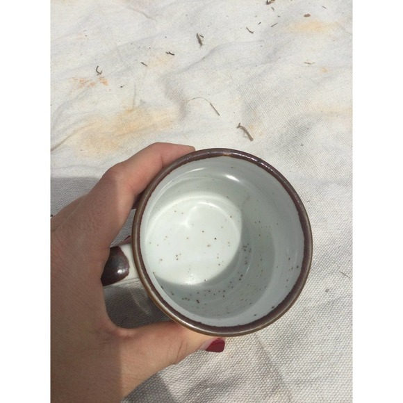 Ceramic coffee mug tea floral Japan vintage bron 70s MCM rustic farmhouse - Picture 5 of 10